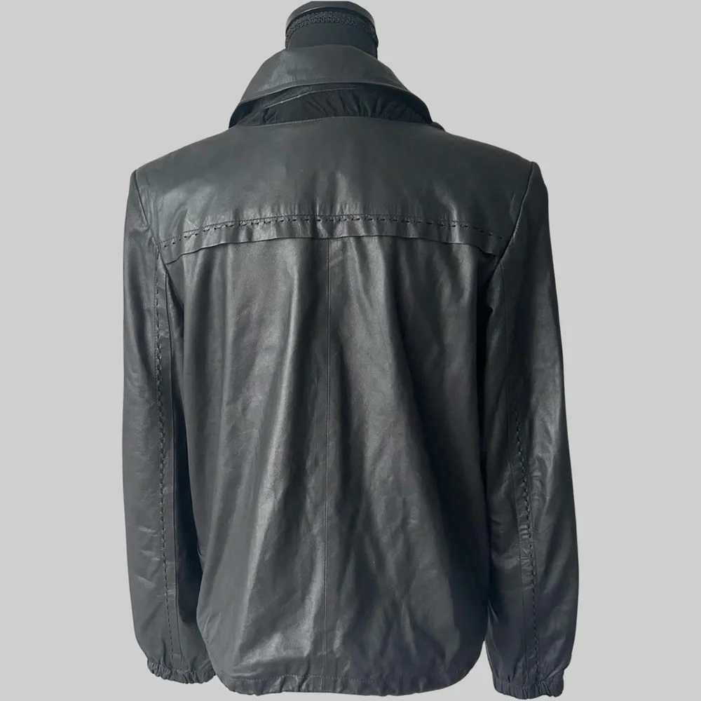 Bigardini Ruched  Ruffles Leather Jacket - Picture 3 of 14